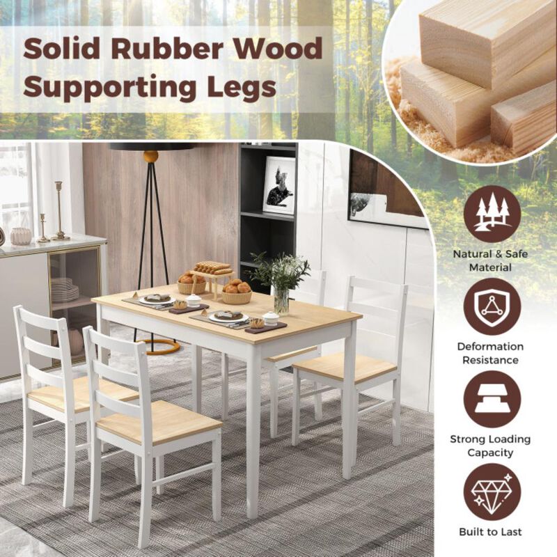 Hivvago 5-Piece Wooden Dining Set with Rectangular Table and 4 Chairs