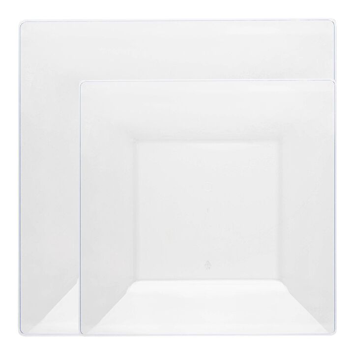 Clear Square Plastic Dinnerware Value Set (40 Sets)