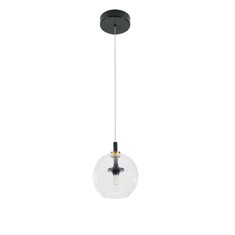 VONN Lighting Integrated LED Height Adjustable Pendant Light with Glass Shade in Antique Brass