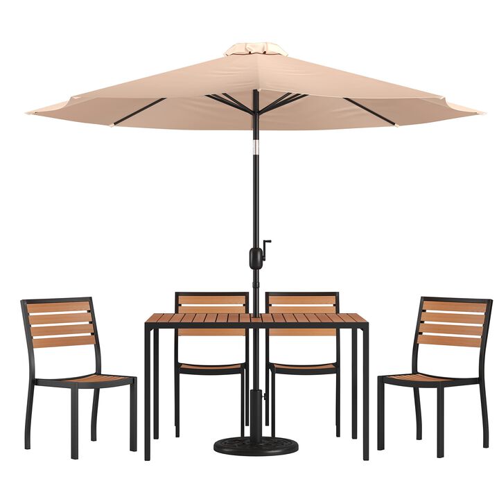 Faux Teak Patio Table & Chairs