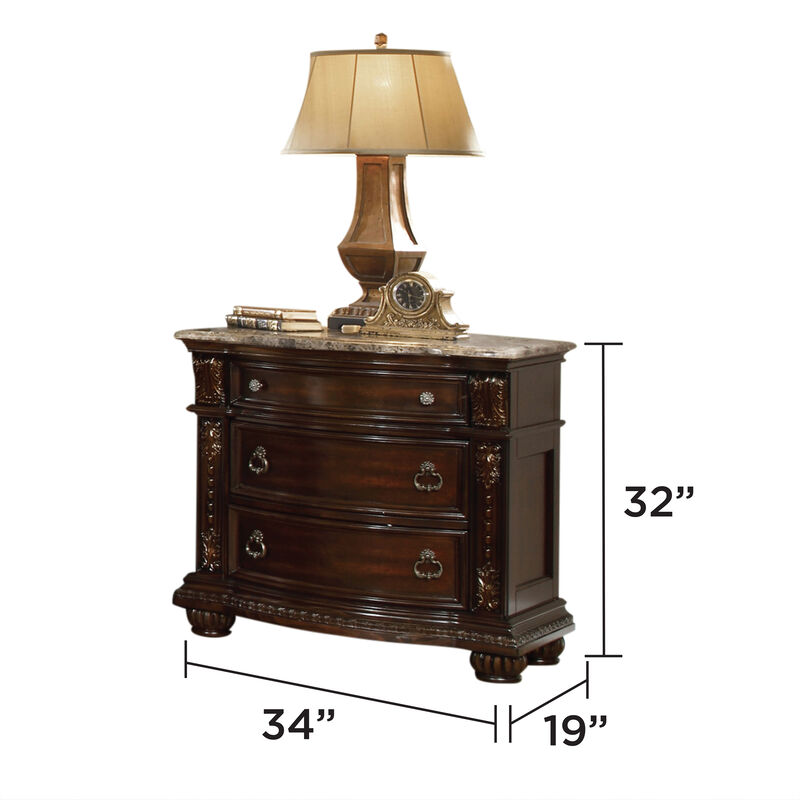 Valcrissiq Marble-Top 3-Drawer Nightstand image number 9