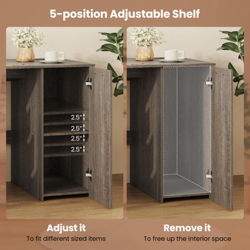 Hivvago 53 Inches Computer Desk with Power Outlets and 4 Storage Drawers