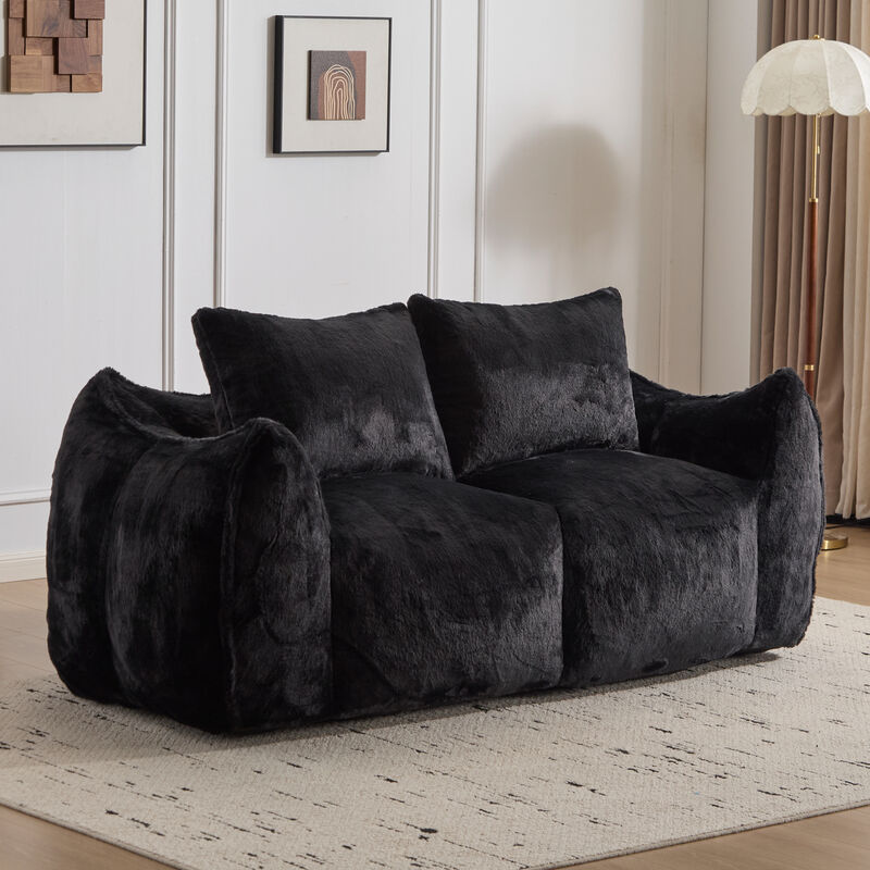 Whisen Giant Bean Bag Couch Ultra Soft Fluffy Loveseat Oversized Chase Lounge Chair with Pillows image number 2