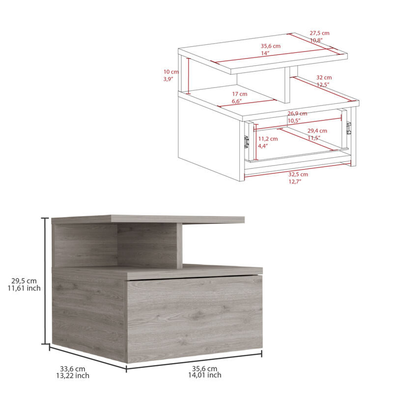 Streamdale Floating Nightstand Flopini, One Drawer, Light Finish image number 2