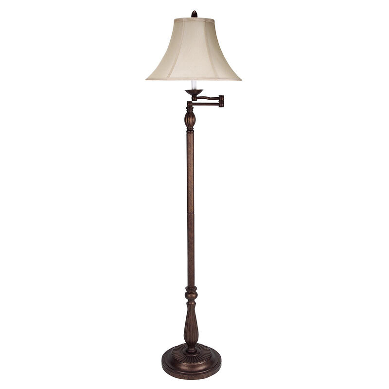HomeRoots 62" Rusted Swing Arm Floor Lamp With Champagne Bell Shade image number 0