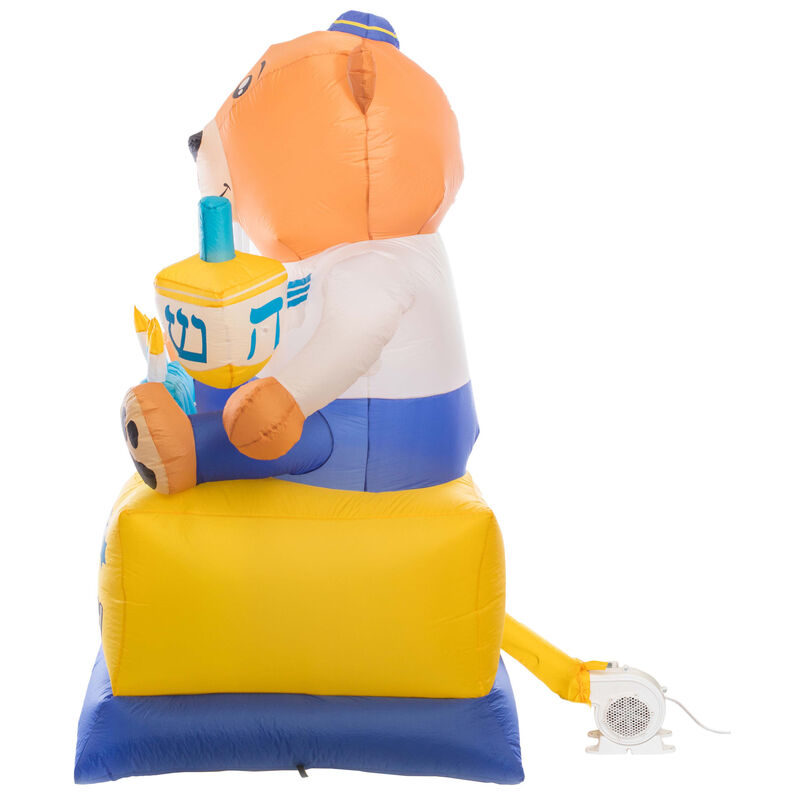 Giant Hanukkah Inflatable Bear - Yard Decor with Built-in Bulbs, Tie-Down Points, and Powerful Built in Fan
