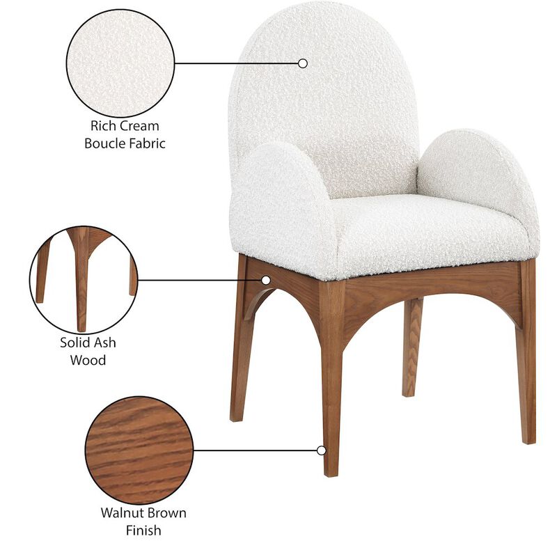 Meridian Furniture Waldorf Cream Boucle Fabric Dining Chair