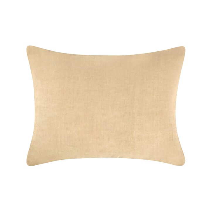 Paula Standard Pillow Sham, Amber Extra Soft Stone Washed Hemp, 20x26 - Benzara