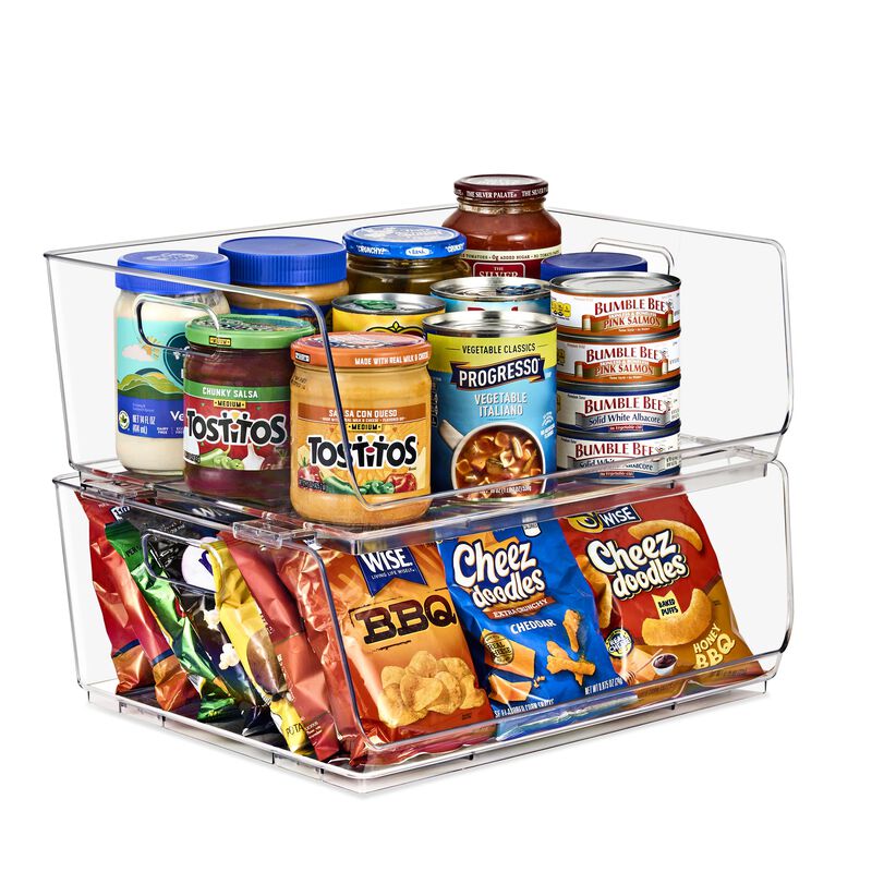 Sorbus Stackable Storage Bins - Clear Open Front Pantry Organizer for Kitchen Organization - Acrylic Bins (Large 2 Pack)
