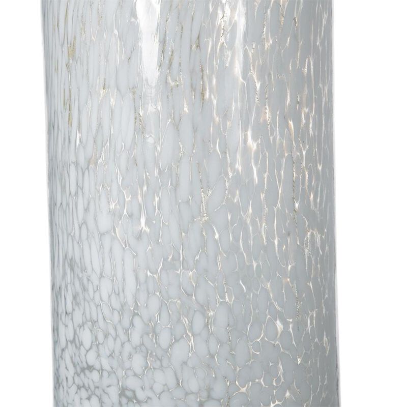 HomeRoots 12" Opal Swirl Art Glass Cylinder Table Vase image number 2