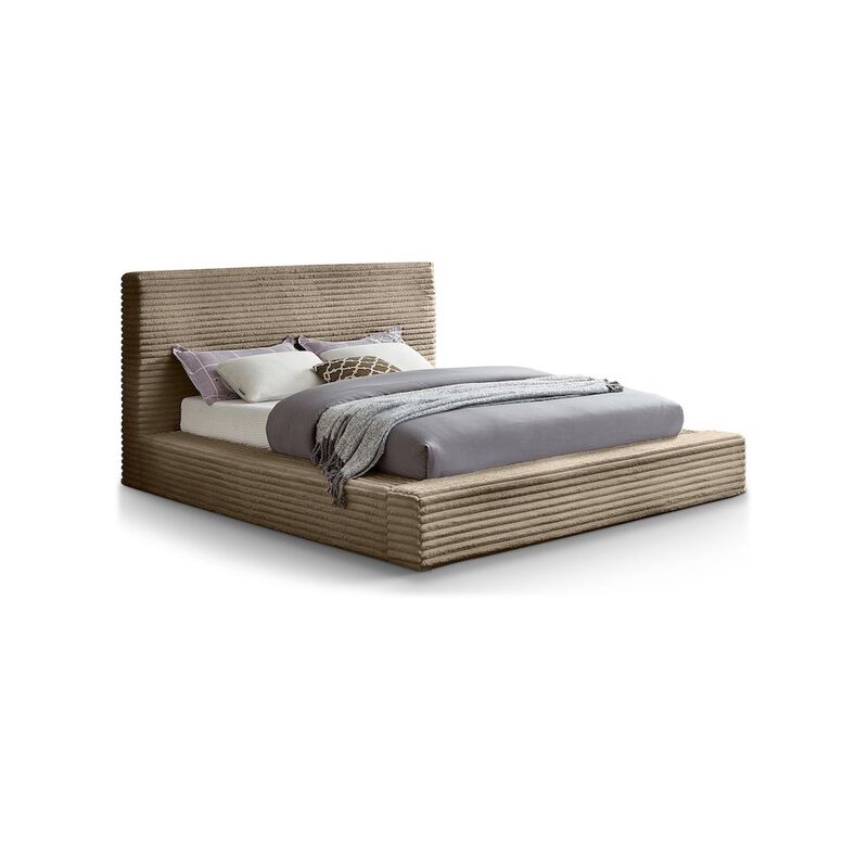 Meridian Furniture Dexter Taupe Corduroy Fabric Queen Bed