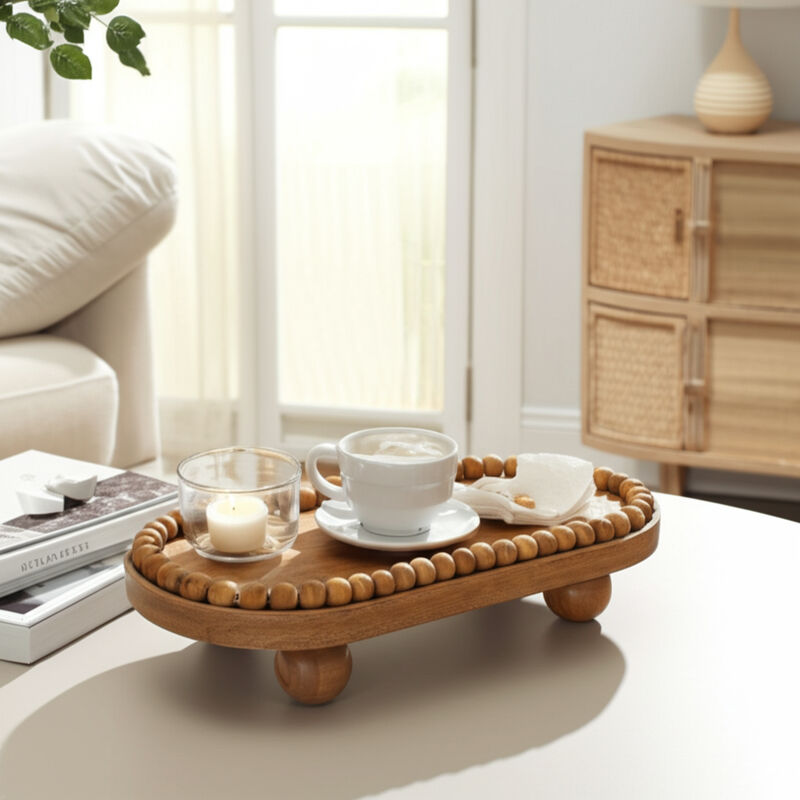 Beaded Tray with Ball Feet