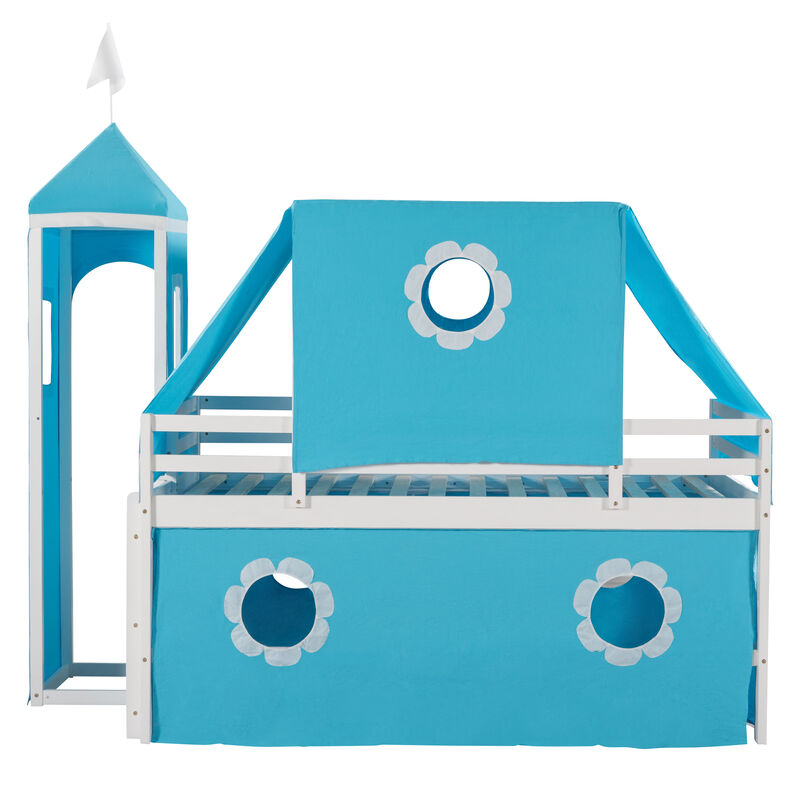 Merax Castle Loft Bed with Slide and Tent