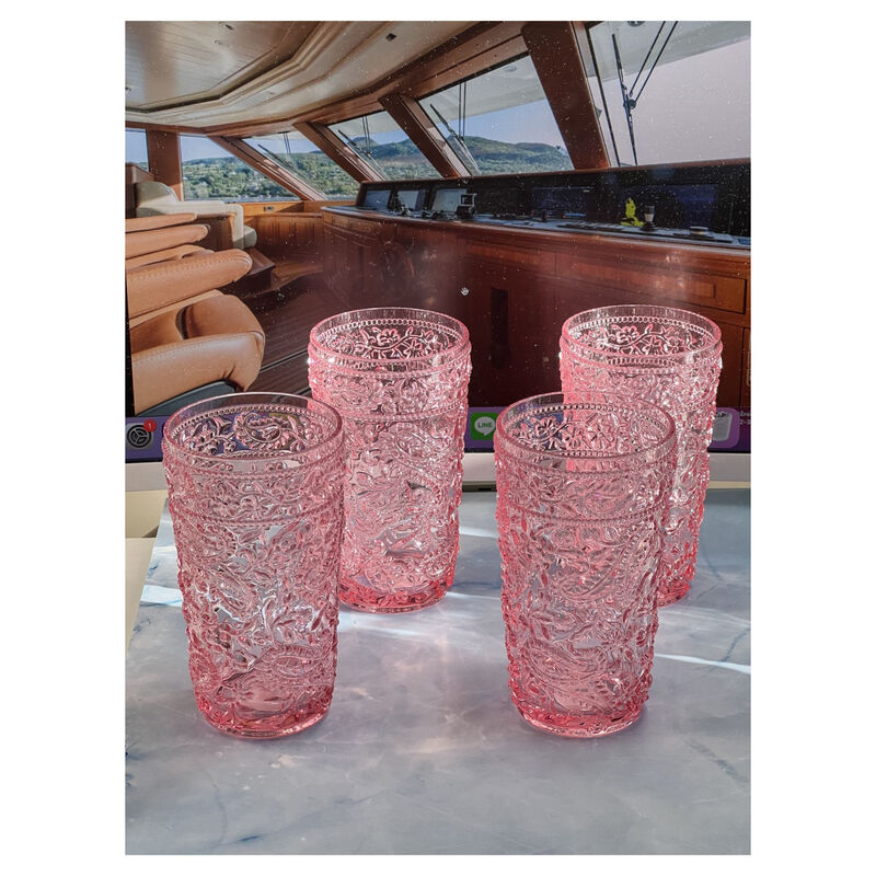 Set of 4 Acrylic Paisley Stemless Highball Tumblers for Cocktails, Bar, and Home Use