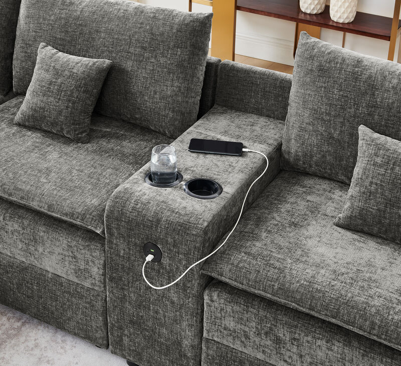 Gukkok 143.8" Spacious U-Shaped Modular Sectional Sofa image number 7
