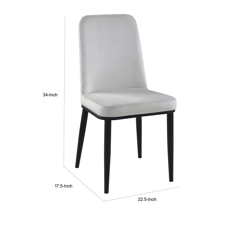 Lane 23 Inch Side Dining Chair, Gray Velvet, Armless, Black Metal, Set of 2 - Benzara image number 4