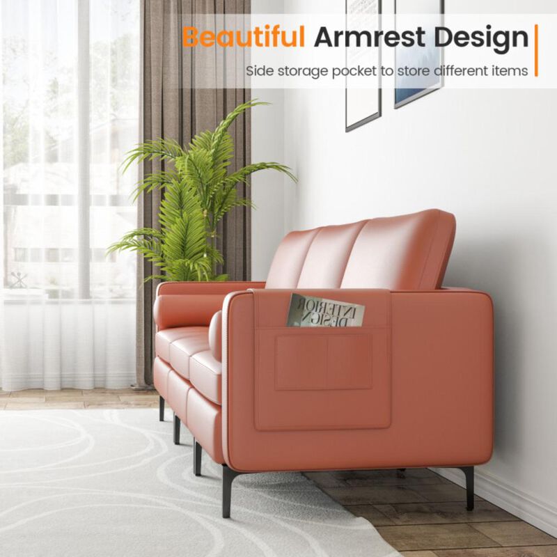 Hivvago Modular 3-Seat Sofa Couch with Socket USB Ports and Side Storage Pocket image number 3