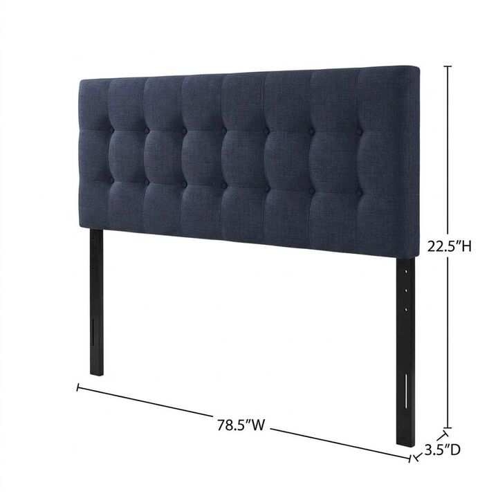 Fabric-Upholstered King Headboard, Wall Mount Padded Panel King Size Only, Navy