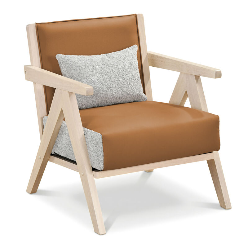 Mid Century Accent Chair with Wooden Frame for Living Room and Bedroom image number 3