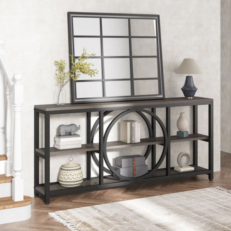 Sofa Console Table with 3-Tier Storage Shelves, Narrow Design image number 1
