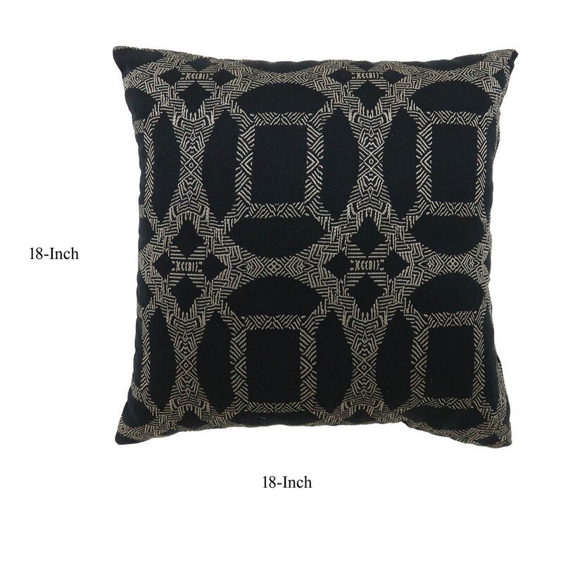 Contemporary Style Set of 2 Pillows With Intriguing Designing, Gray, Black-Benzara