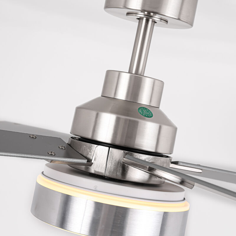 52" Modern Brushed Nickel LED Ceiling Fan with Light and Remote