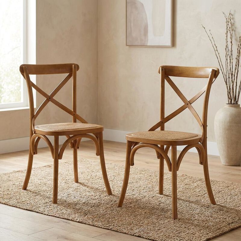 Wooden Dining Side Chairs for Kitchen and Dining Room, Natural, Set of 2 image number 6