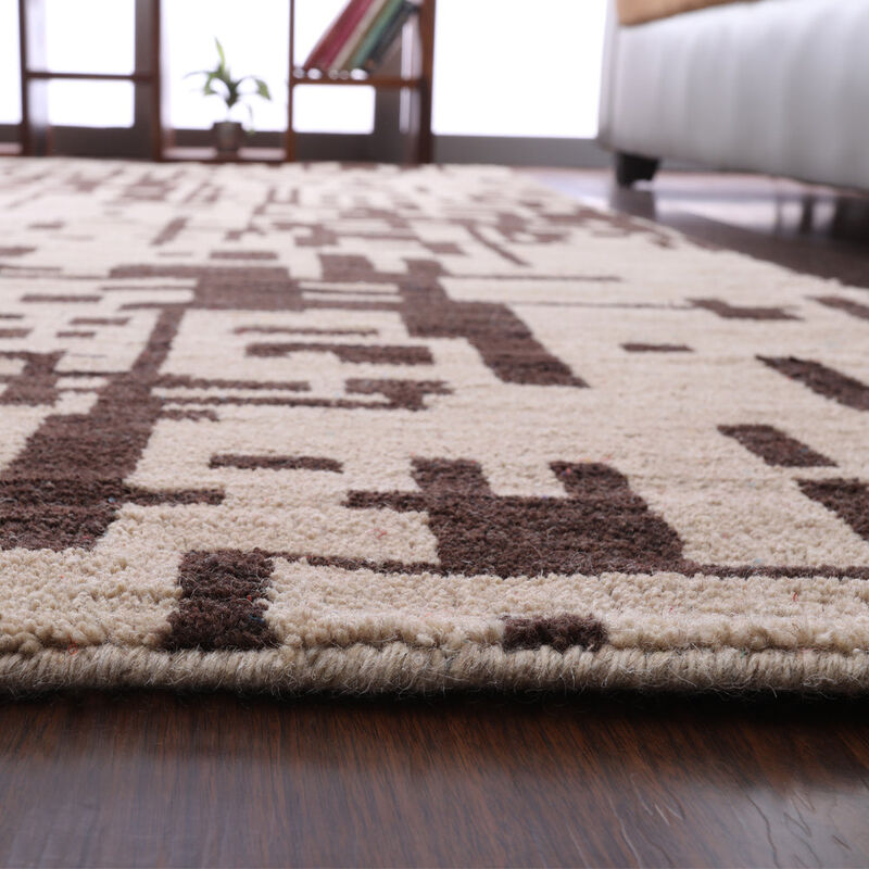 HAND KNOTTED WOOL Contemporary AREA RUGS  - Rectangle Shape, Contemporary Modern, Medium Pile Handmade Area Rugs for Living Room, Bed Room (N01115) image number 4