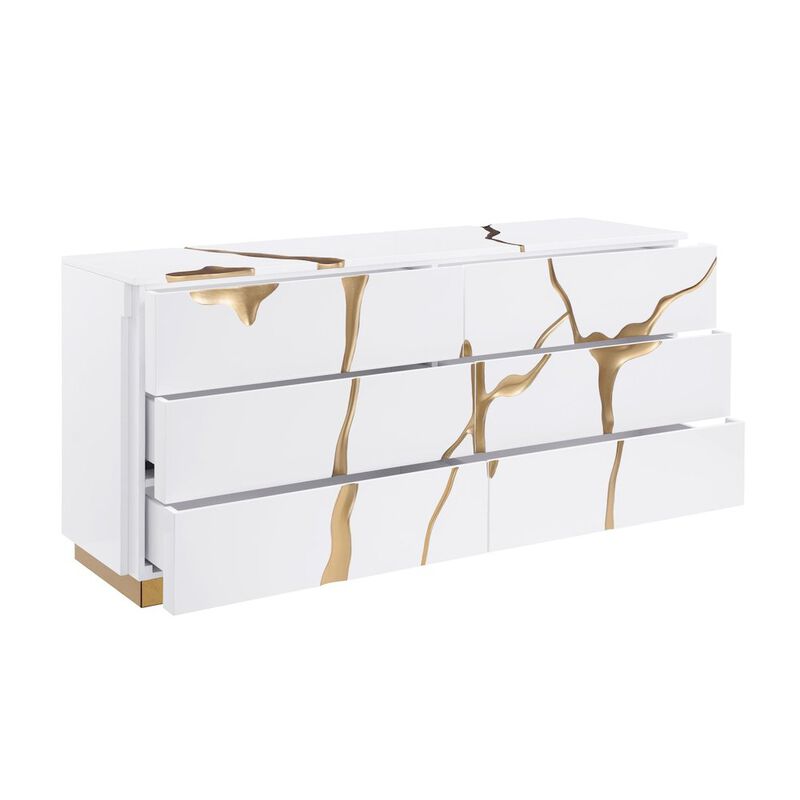 Lacquered Dresser with Striking Crack Accents Base image number 5