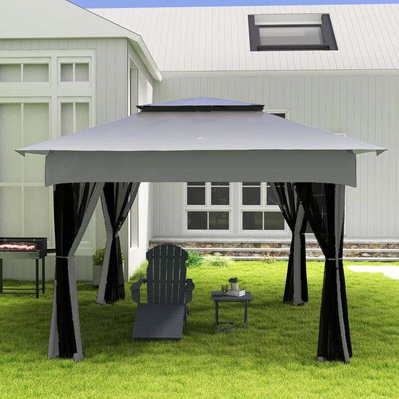 Hivvago Outdoor 11x11 Canopy Gazebo with Mesh Netting and Carry Bag image number 3