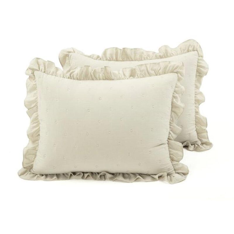 Hivvago King Size Lightweight Yellow Ruffle Reversible Oversized 3 Piece Quilt Set