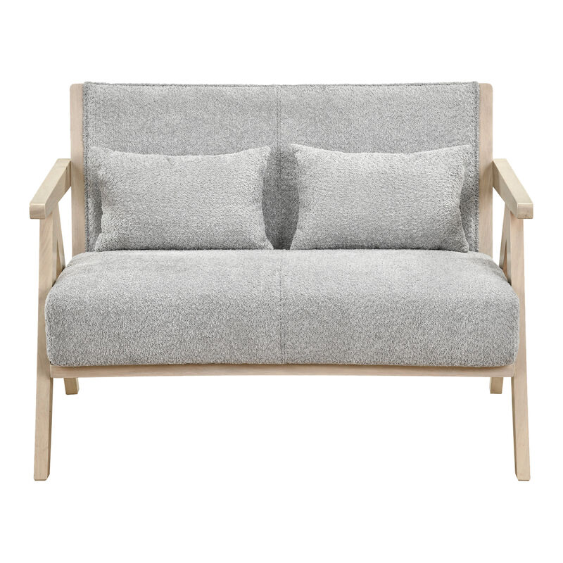 Loveseat Sofa for Small Spaces with Throw Pillows and Rubber Wood Frame image number 0