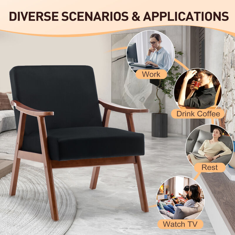 Streamdale Mid-Century Oasis Comfy Velvet Chair for Stylish Comfort image number 4