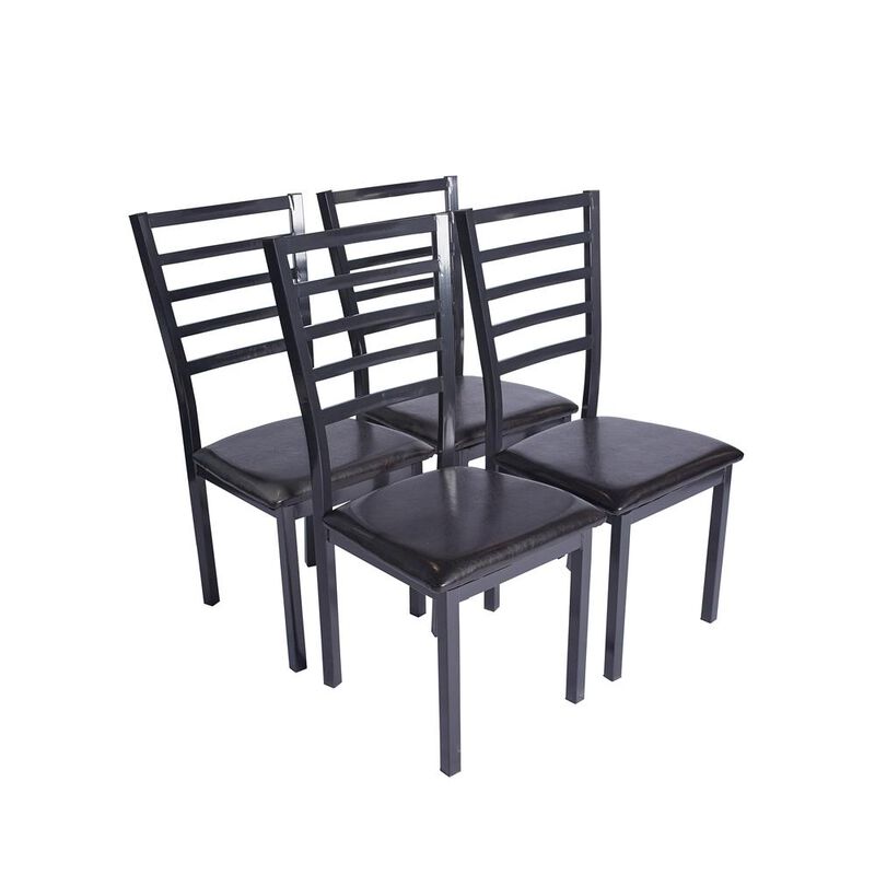 Better Home Products Milan Set of 4 Stackable Metal Dining Chairs in Black