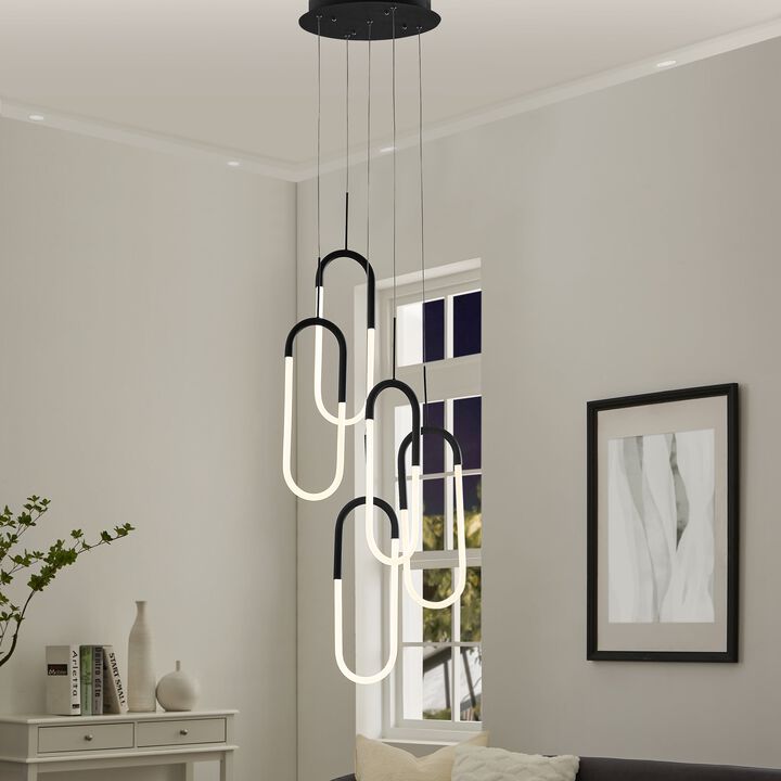 Five Clips Chandelier Chrome Silicone Integrated LED Dimmable