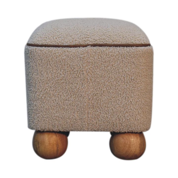 Serenity  Solid Wood Footstool Boulce Fabic  with Ball Feet