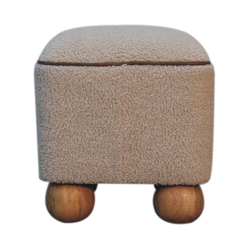 Serenity  Solid Wood Footstool Boulce Fabic  with Ball Feet