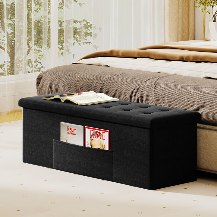 43 Inch Folding Ottoman Bench with Storage and Padded Seat
