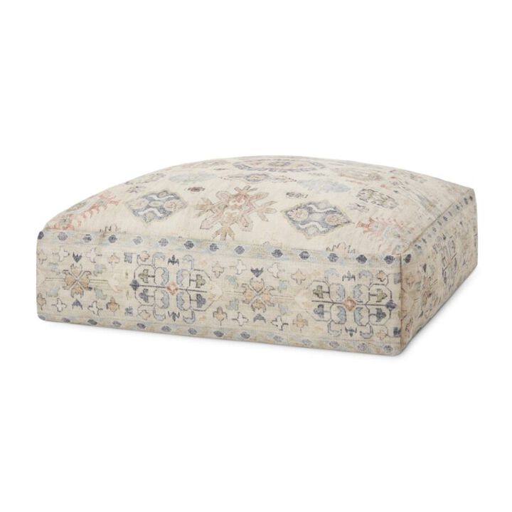 Poufs LPF0022 Ivory / Multi 24"W x 24"D x 8"H
