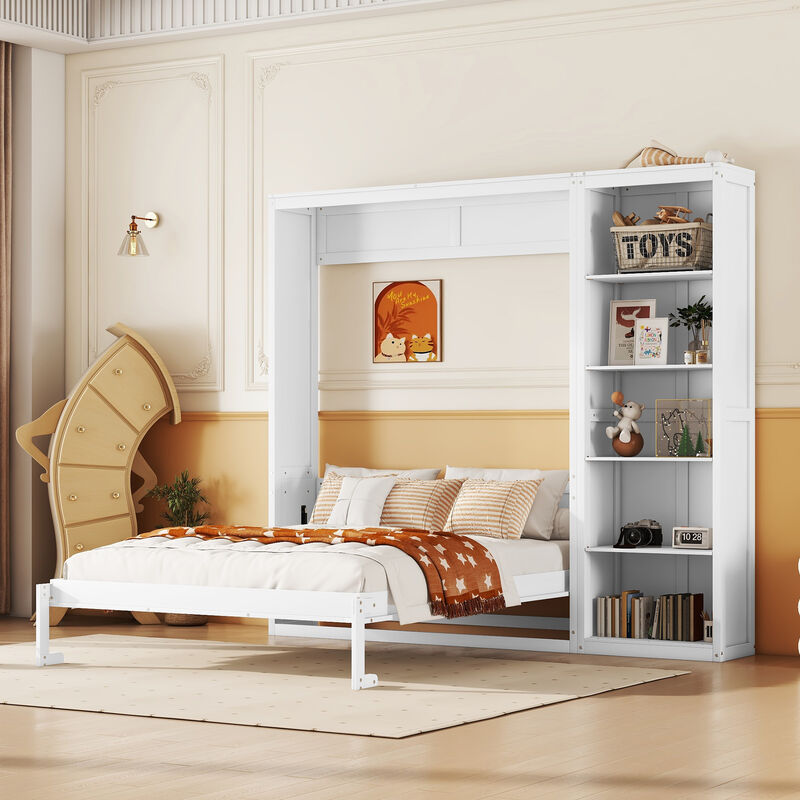 Merax Classical Murphy Bed with Storage Shelves