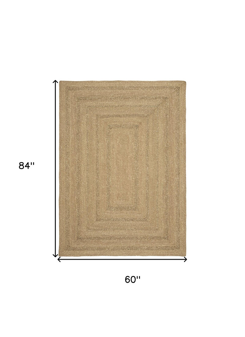 HomeRoots 5' X 7' Natural And Brown Handmade Indoor Outdoor Area Rug image number 2
