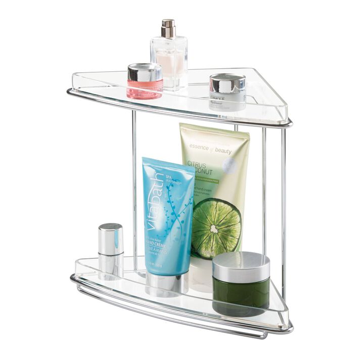 mDesign Steel/Plastic 2-Tier Bathroom Freestanding Organizer Shelf
