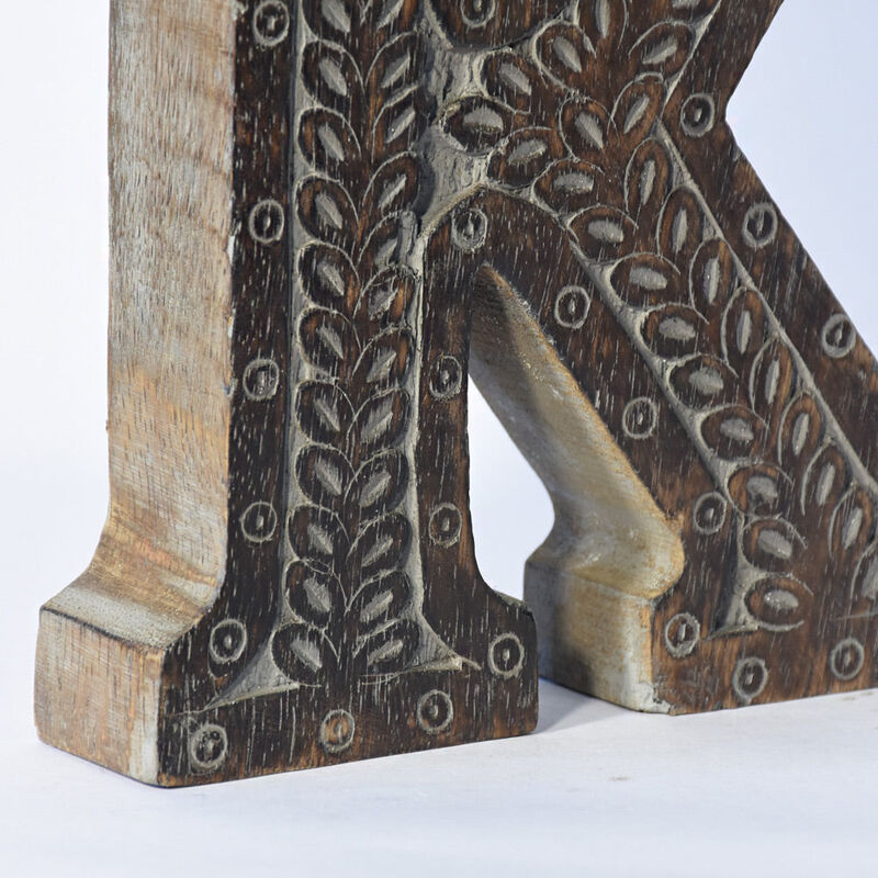 Vintage Gray Handmade Eco-Friendly "K" Alphabet Letter Block For Wall Mount & Table Top Décor