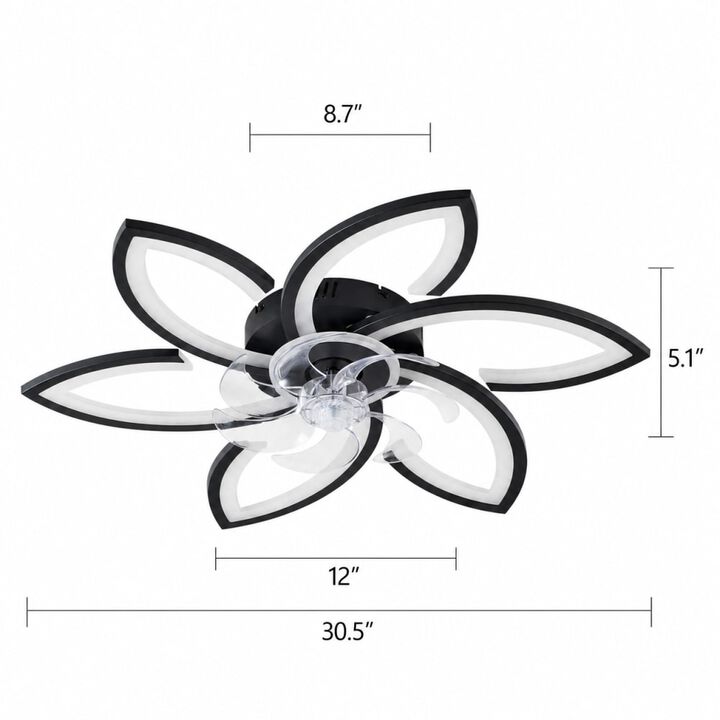 ELEMENT ACE 30-inch Low Profile Flush Mount Ceiling Fan with LED Lights and Remote Control for Kitchen Bedroom Living Room