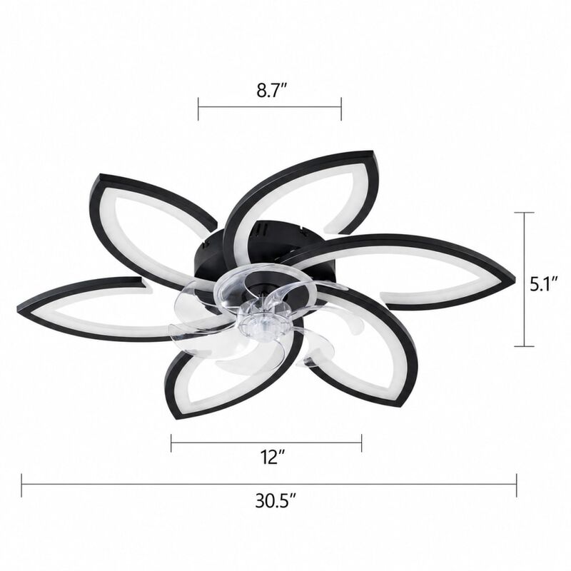 ELEMENT ACE 30-inch Low Profile Flush Mount Ceiling Fan with LED Lights and Remote Control for Kitchen Bedroom Living Room image number 1