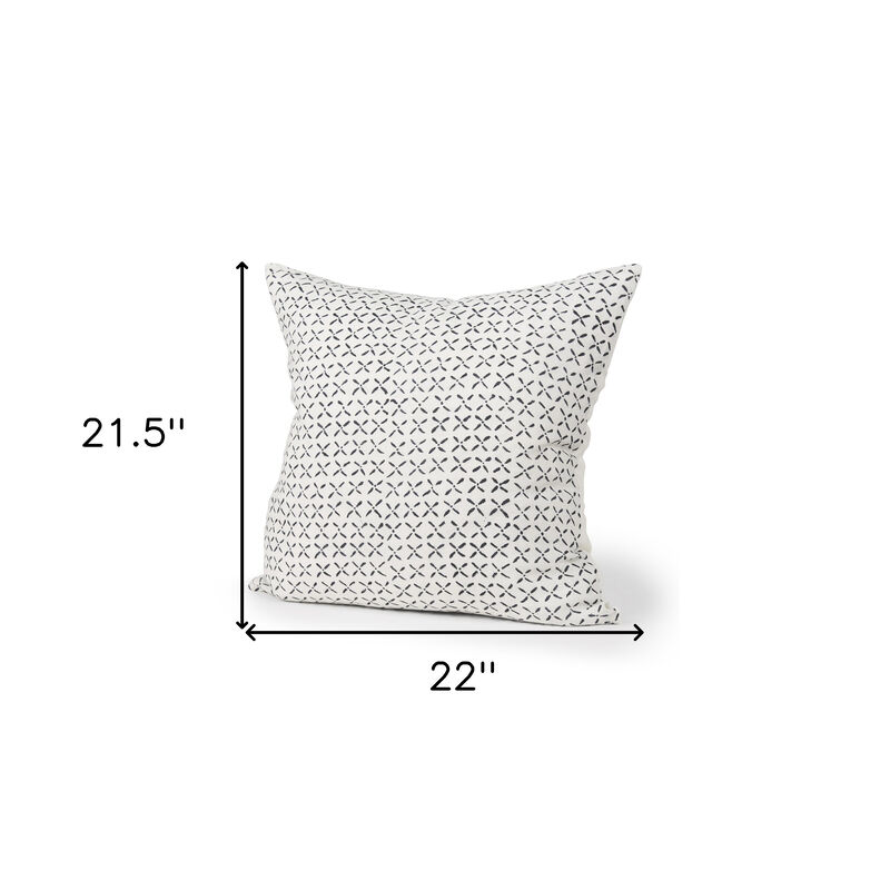 HomeRoots 22" Cream And Black Geometric Linen Throw Pillow Cover with Embroidery image number 3