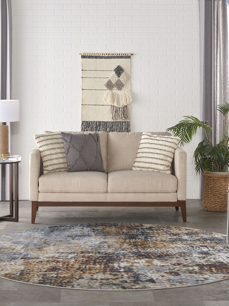 Astra Machine Washable ASW07 Multicolor 5'3" Round Rug