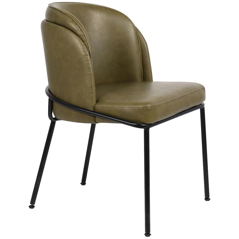Meridian Furniture Jagger Olive Vegan Leather Dining Chair, Set of 2