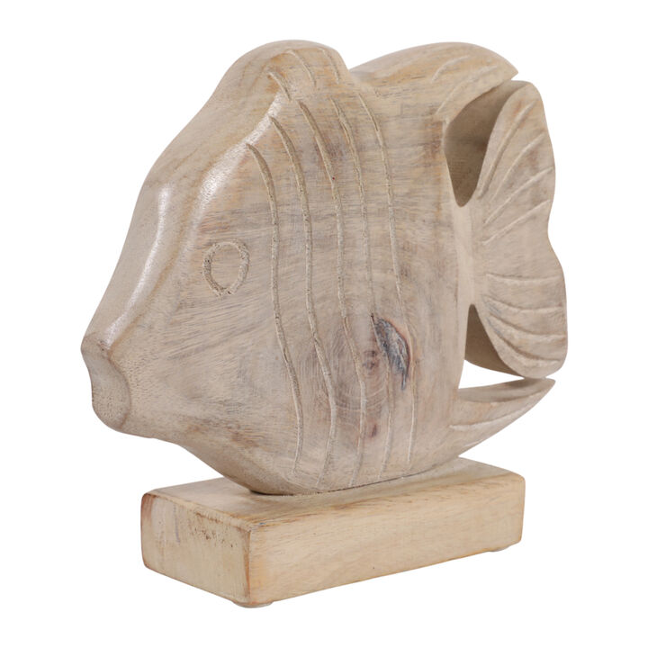 Distressed Wood Fish on Base