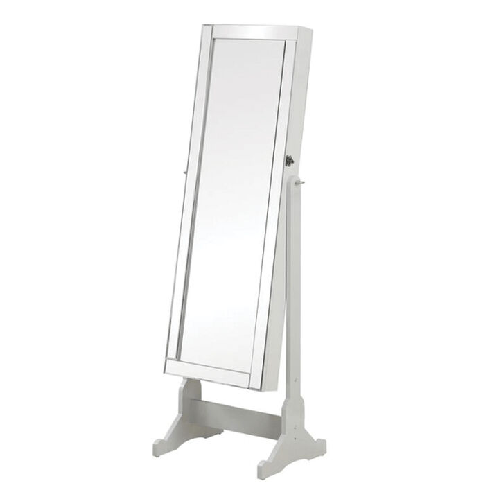 Beautiful  Jewelry Cheval Mirror  With Interior Storage, Gray-Benzara